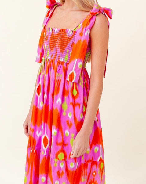 Strawberry Limeade Ikat Kelly Dress