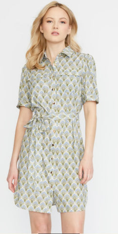 Damask Short Sleeve Dress