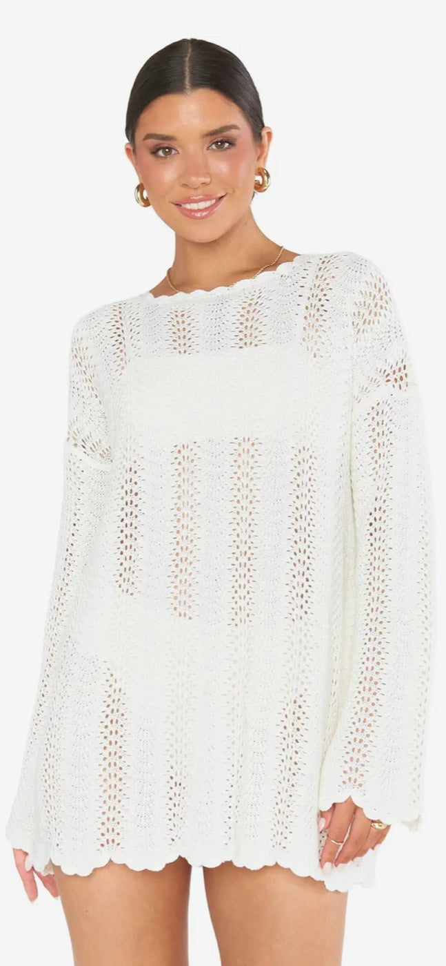 Paula Pullover White Crochet.