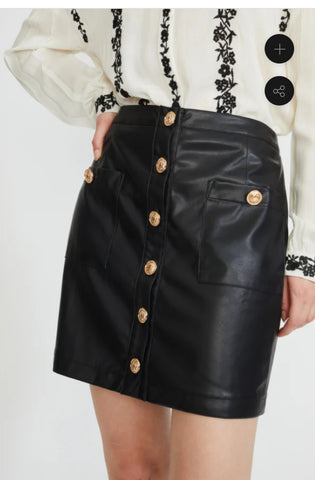 Cream Mini Skirt with Gold Buttons