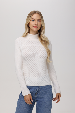 Lace Stitch Turtleneck Pullover