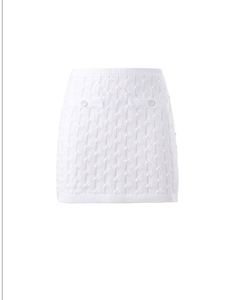 Cable Knit Mini Skirt. Bleach White.