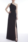 Black Formal Dress with Diamond Collar Necklace Detail